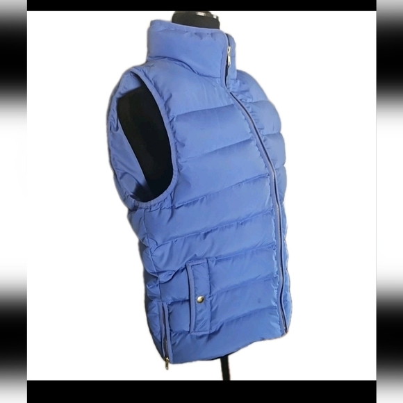 J.Crew Womens Mountain Puffer Perrywinkle Blue Quilted Lightweight Down Vest M - Picture 3 of 15